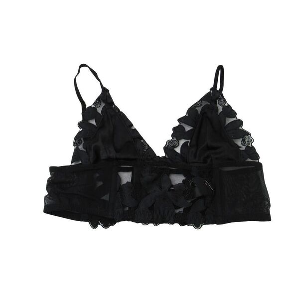 VICTORIA'S SECRET LUXE LINGERIE UNLINED FLORAL EMBROIDERED LONG LINE BRALETTE S - Picture 2 of 4